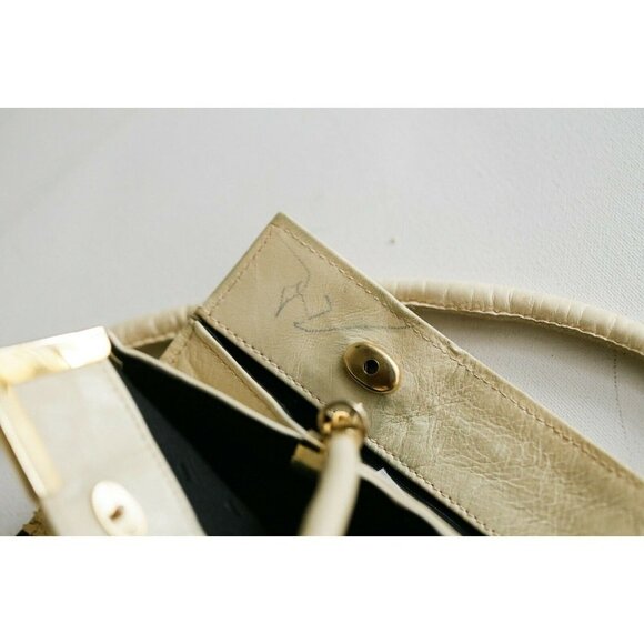 Vintage Kid Leather Python Skin Nude Beige Convertible Clutch - Picture 6 of 10